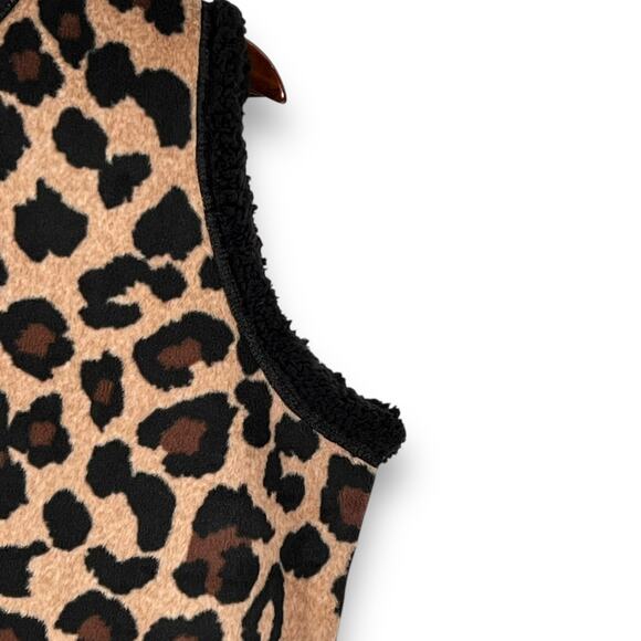 Cuddl Duds Leopard Sherpa Vest Reversible Fleece Brown Black M Cabincore - Picture 6 of 9